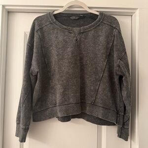 Danskin Washed Charcoal Crewneck Cropped Sweatshirt